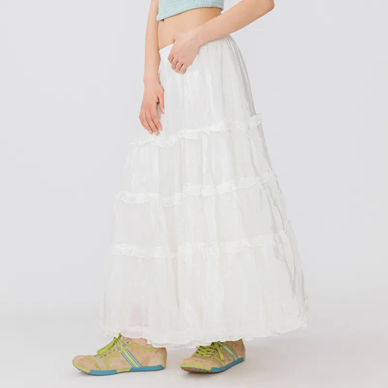 CUBIC Casual Long Skirt Women's White-4