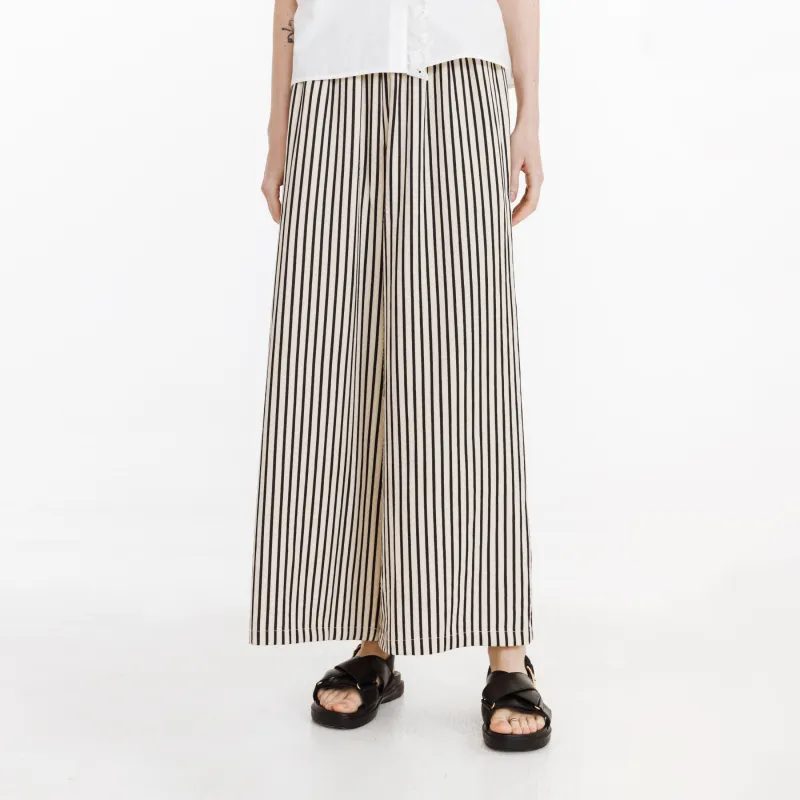 CUBIC Casual Pants Women's Black White Stripes-2