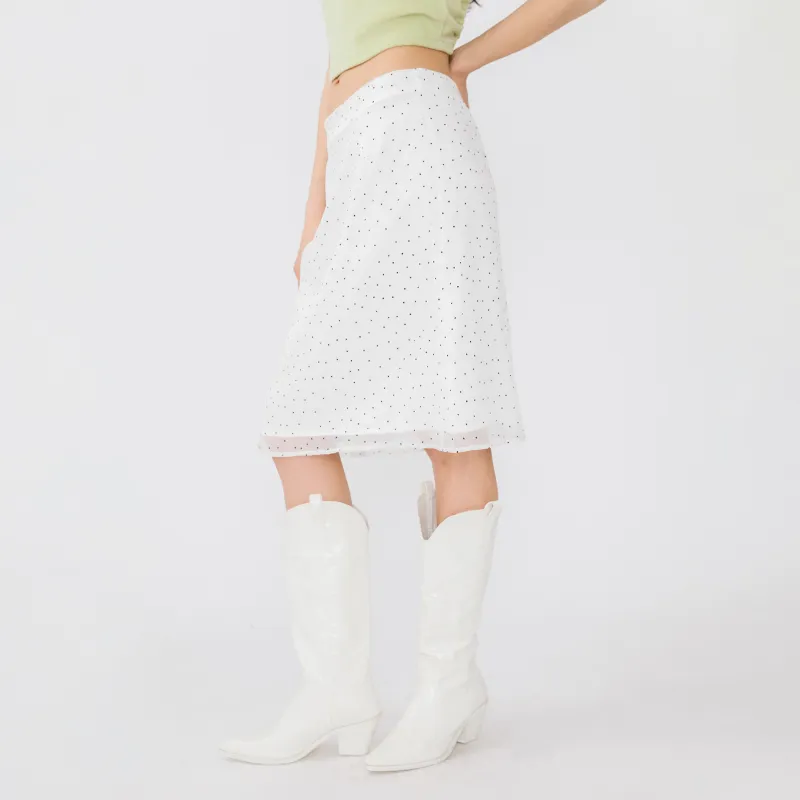 CUBIC Casual Short Skirts Women's White Polka Dot-3