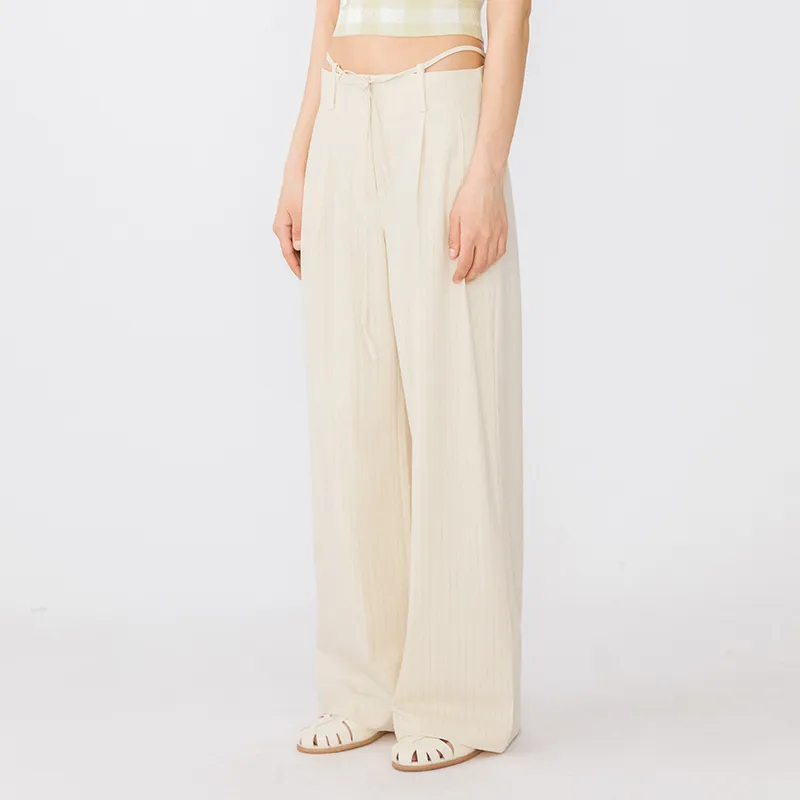 Cubic Casual Pants Women's Beige-4