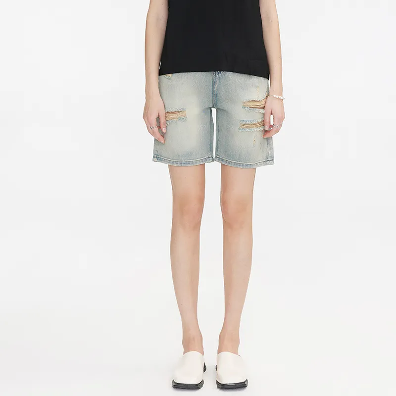 Cubic Denim Shorts Women's Blue-2
