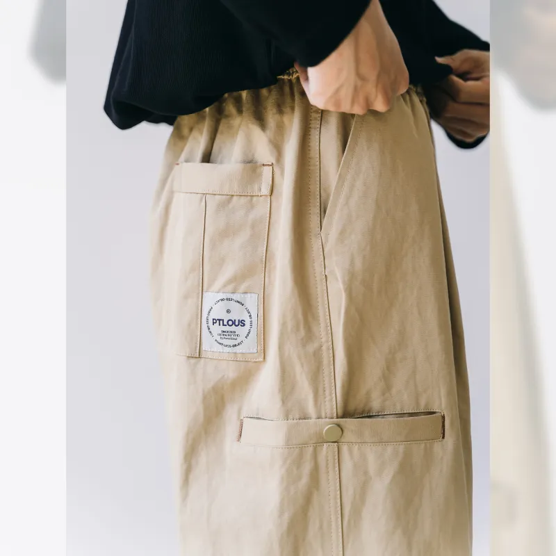 PUNCTILIOUS Casual Pants Unisex Khaki-4