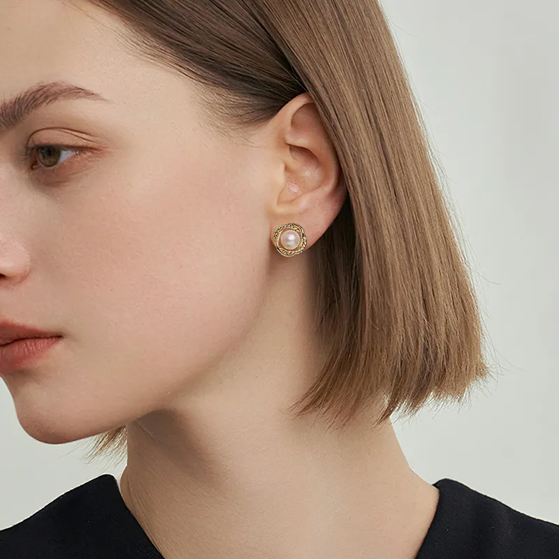 UNG Freshwater Pearl Stud Earrings Women's-3