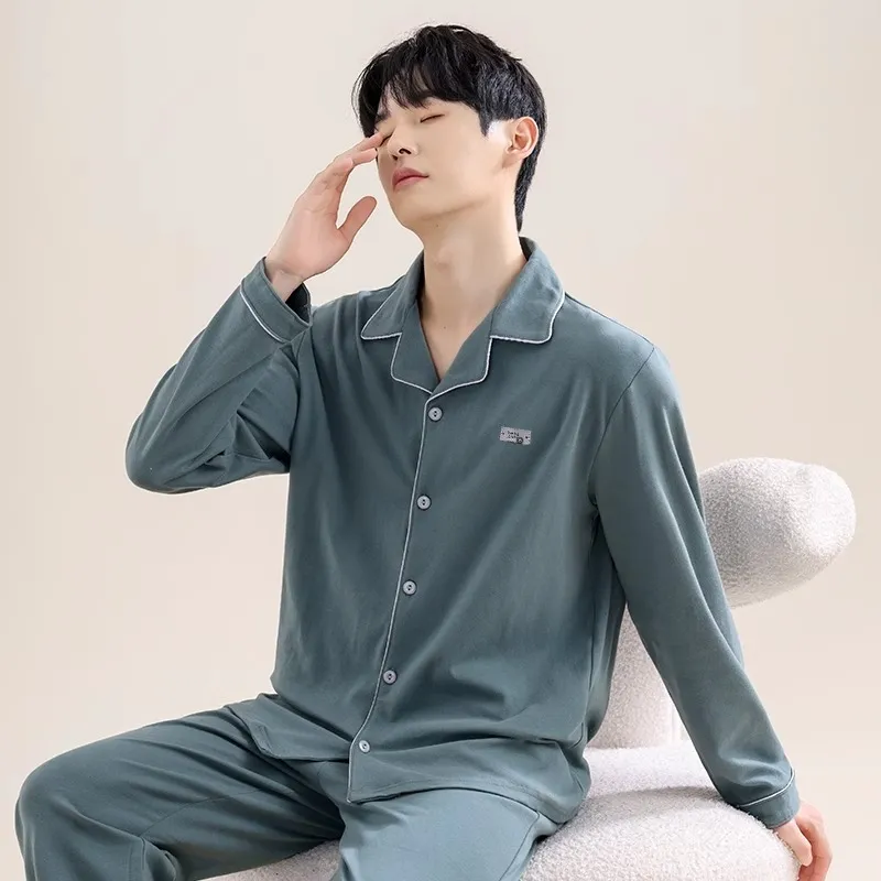 H YXIANG Pajama Set Men's Twilight Green-1