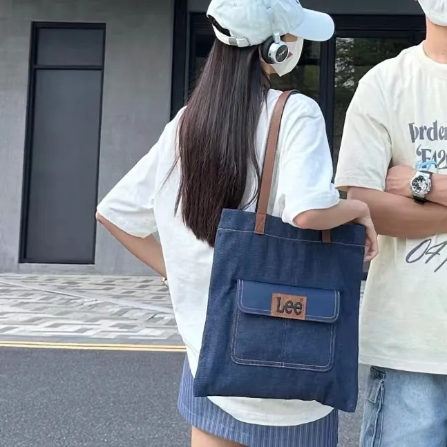 Lee Fabric Canvas Bag, Shopping Bag, Shoulder Bag Regular Unisex Denim Blue-3