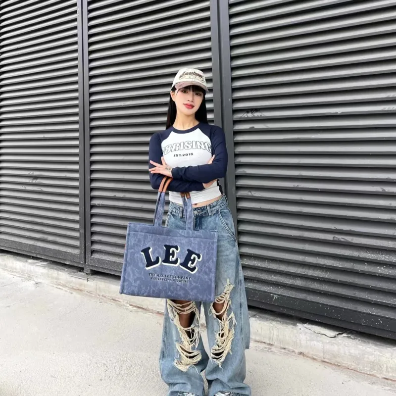 Lee Denim Tote Handbag Tubas Women's Washed Blue-3
