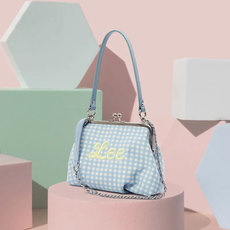 Lee Fabric Crossbody Bag, Handbag, Shoulder Bag Regular Women's Light Blue Plaid-3