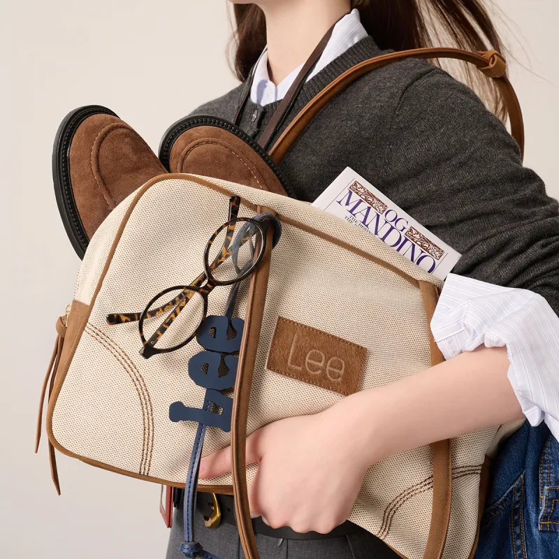 Lee Canvas Bowling Bag Canvas Bag Shoulder Bag Women's Millet Beige-4