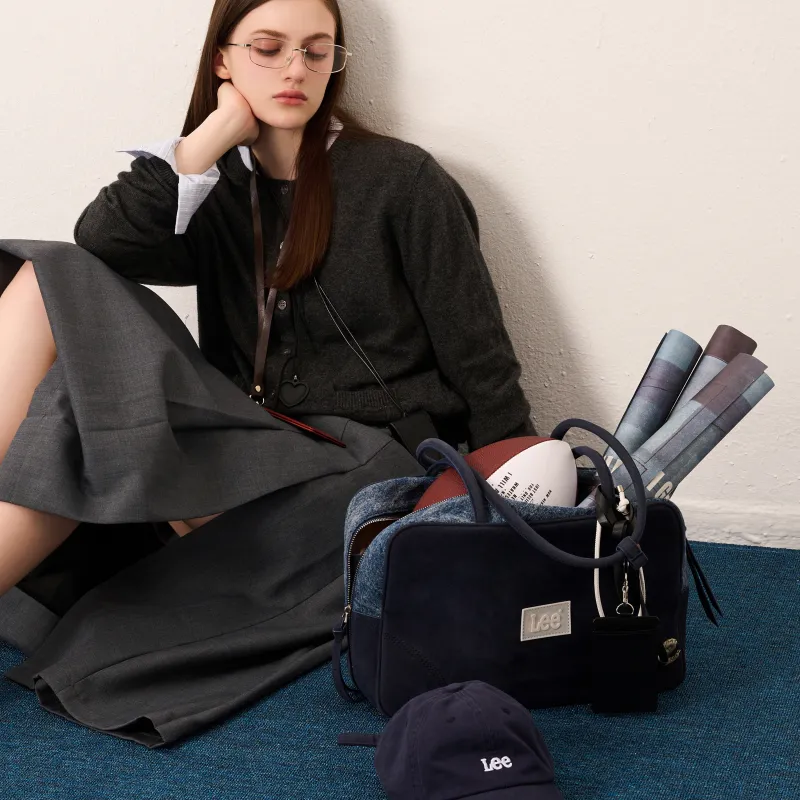 Lee Canvas Canvas Bag Bowling Bag Shoulder Bag Women's Vintage Indigo-4
