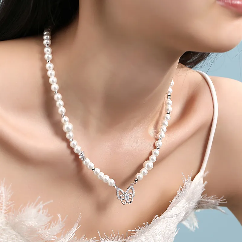PARAS KORS S925 Silver Zircon Necklaces Women's-4