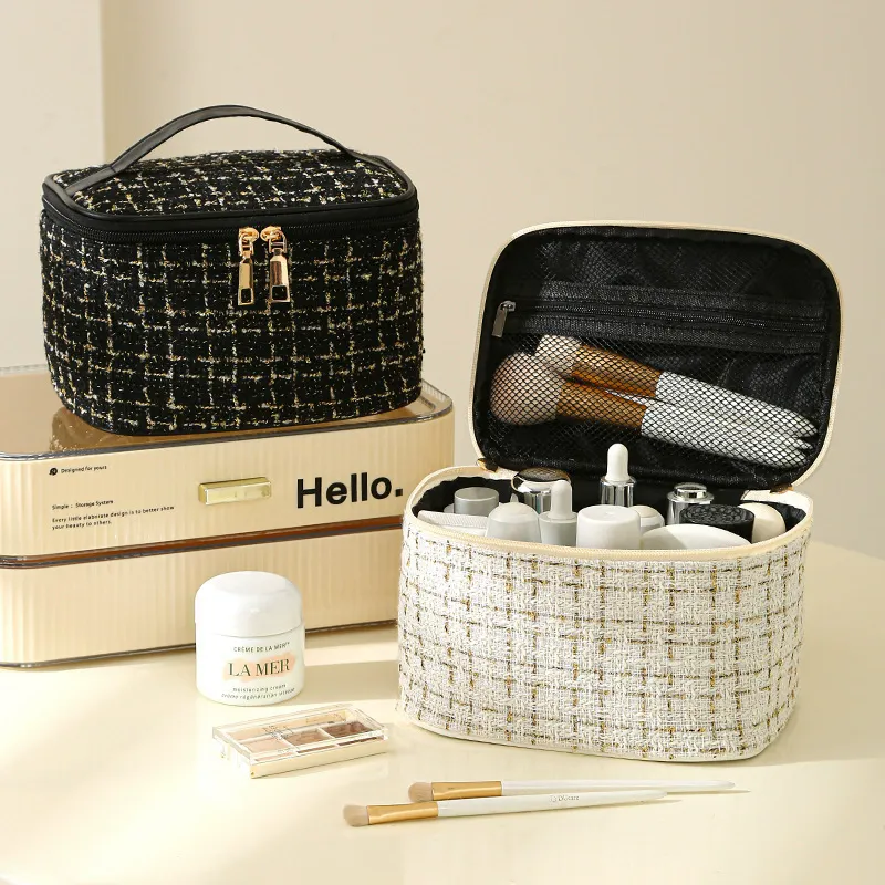 Suiyiie Ins Makeup Bag Portable Travel Chanel Inspired Makeup Bag Cosmetics Large Capacity Storage Bag-6