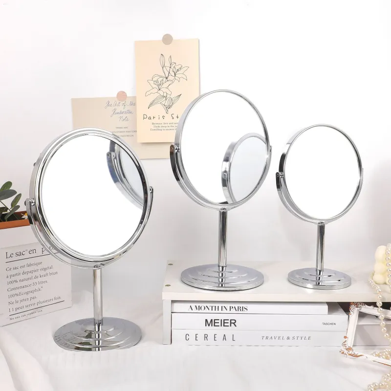 Suiyiie Portable Metal Makeup Mirror Double Sided 360° Rotating Small Mirror With 1 2 Magnification Function-1