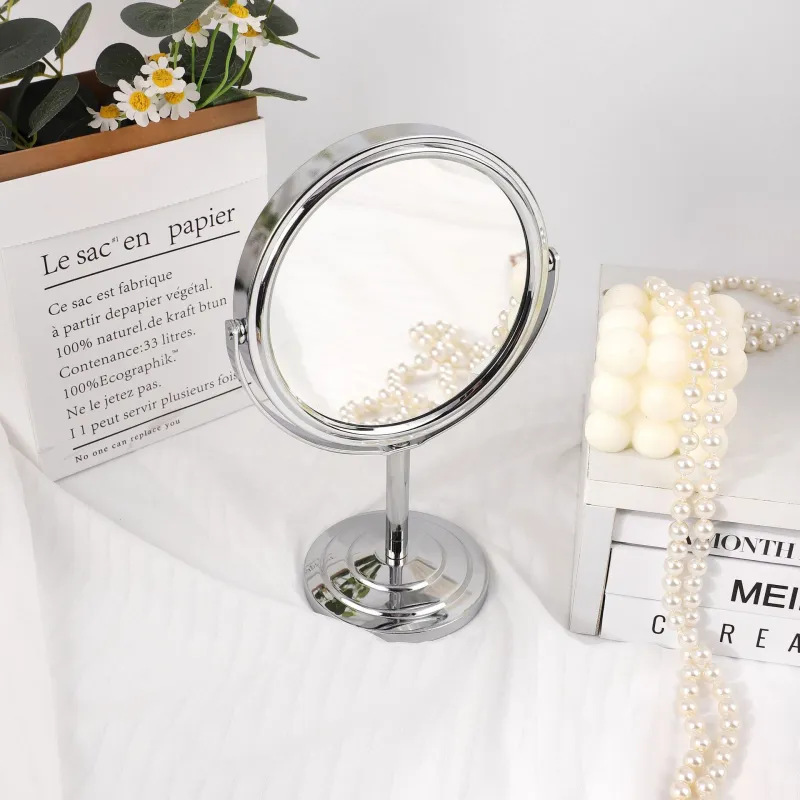 Suiyiie Portable Metal Makeup Mirror Double Sided 360° Rotating Small Mirror With 1 2 Magnification Function-2