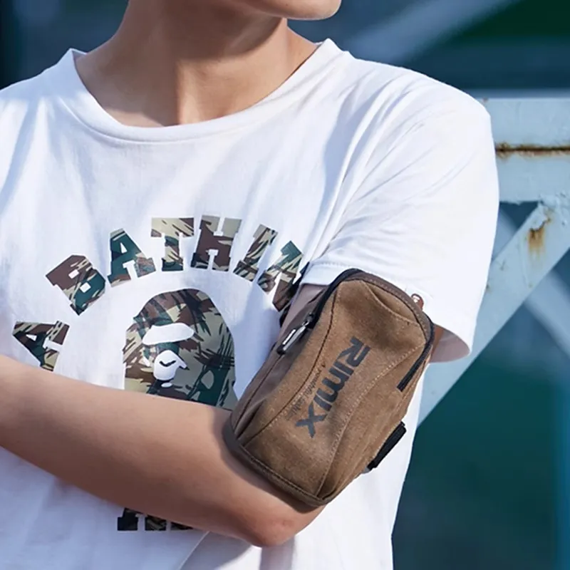 RIMIX Canvas Canvas Bag Wrist Bag Unisex Beige/Military Green/Navy Blue-4
