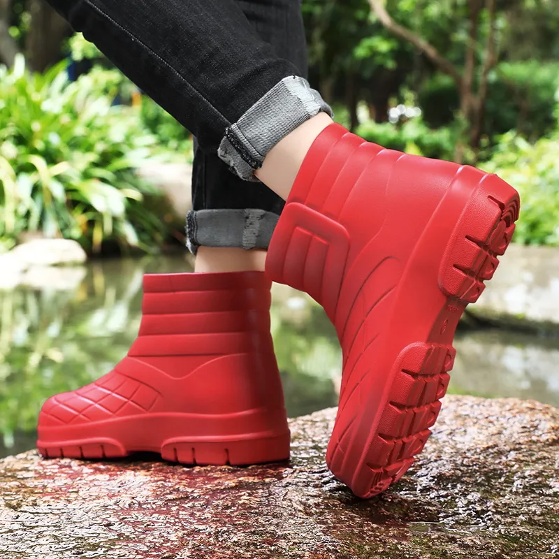 CariteSport Water-Resistant Wear-Resistant Cushioning Height Increasing Slip-Resistant Rain Boots Unisex-13