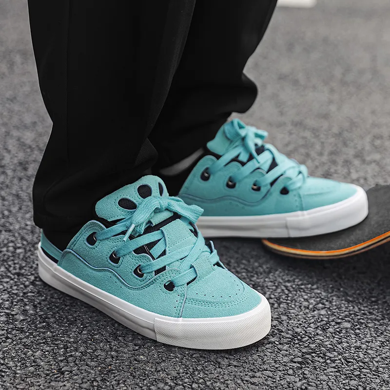 CariteSport Skateboard Shoes Unisex Low Top Ice Blue, Green, Gray, Red, Light Blue Plaid, Lake Blue-4
