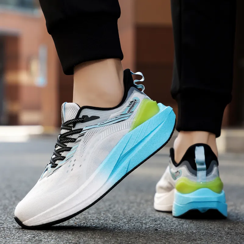 CariteSport Running Shoes Men Low Top White, Black, Green-4