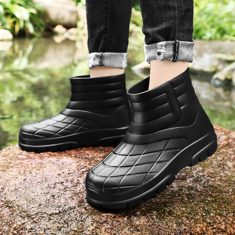 CariteSport Water-Resistant Wear-Resistant Cushioning Height Increasing Slip-Resistant Rain Boots Unisex-2