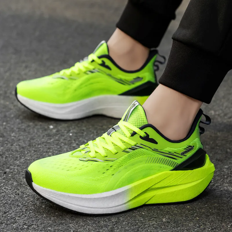 CariteSport Running Shoes Men Low Top White, Black, Green-10