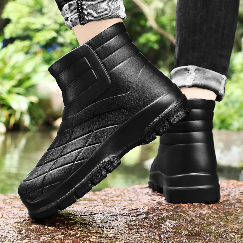 CariteSport Water-Resistant Wear-Resistant Cushioning Height Increasing Slip-Resistant Rain Boots Unisex-4