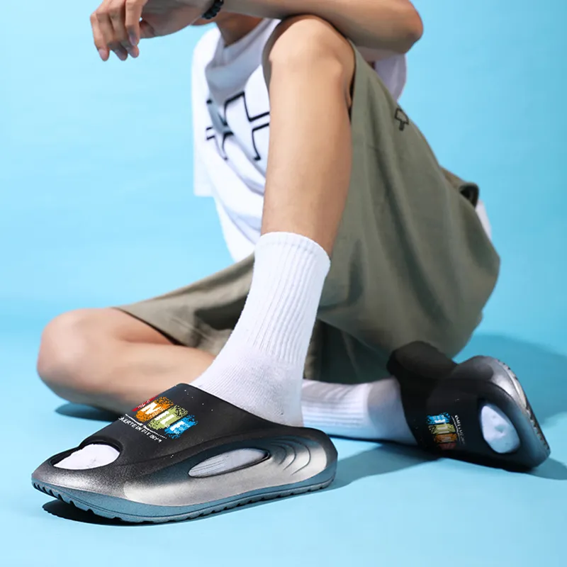CariteSport EVA Quiet Slip Resistant Odor Resistant Abrasion Resistant Quick Dry Cushioning Slide Slippers Unisex-9