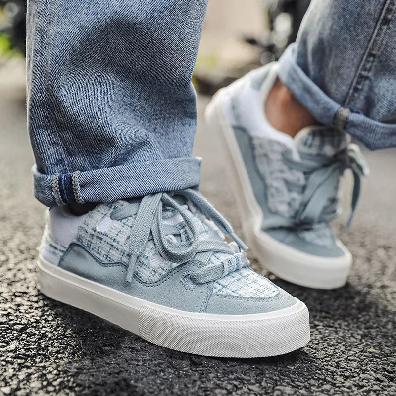 CariteSport Skateboard Shoes Unisex Low Top Ice Blue, Green, Gray, Red, Light Blue Plaid, Lake Blue-27
