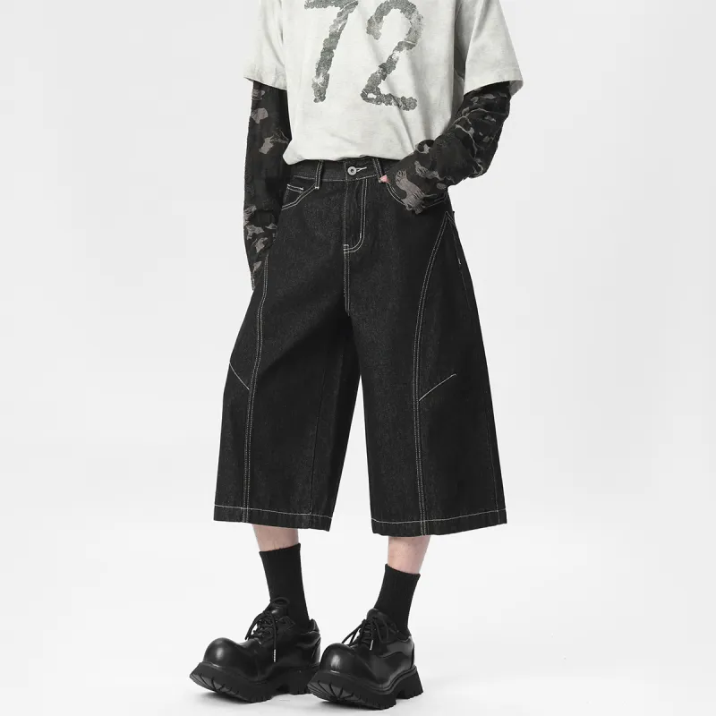 Ice Flying Denim Shorts Unisex Original Denim Black-4