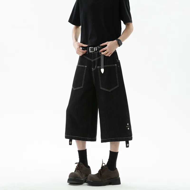 Ice Flying Denim Shorts Unisex Original Black Denim-7