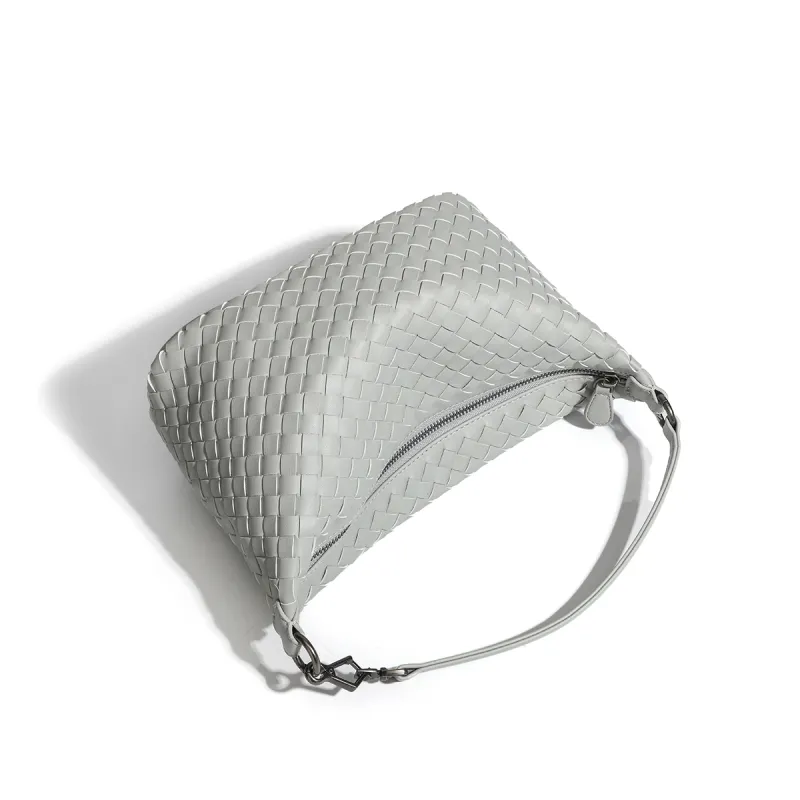 BOBDOG PU Dumpling Bag, Shoulder Bag, Crossbody Bag Women's Gray/Ecru/Black-1