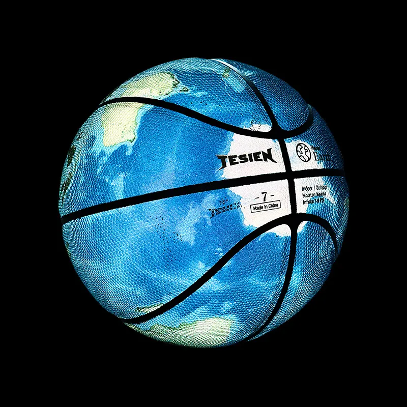 TESIEN PU Basketball Blue Green Tesun Size 7 Ball Training Unisex-9