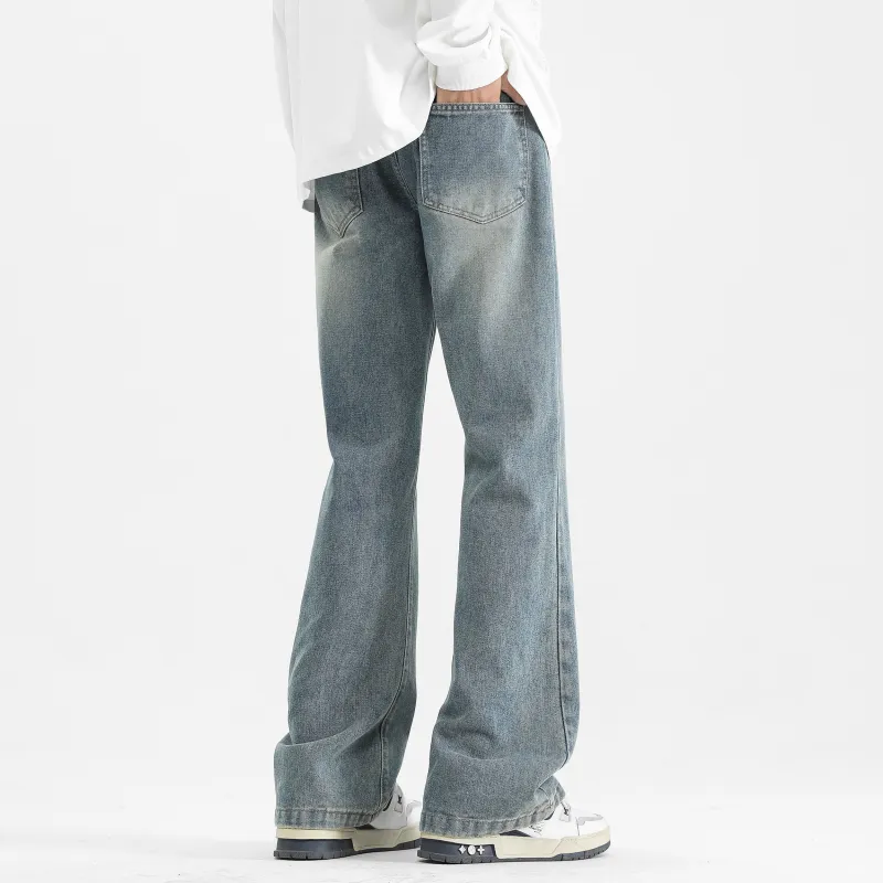 TUCANO Versatile Loose Fit Height Increasing Slimming Trendy Draped Washed Jeans Unisex-9