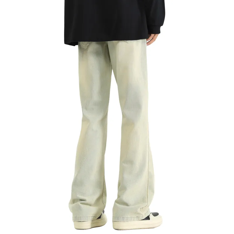 TUCANO Versatile Loose Fit Height Increasing Slimming Trendy Draped Washed Jeans Unisex-12