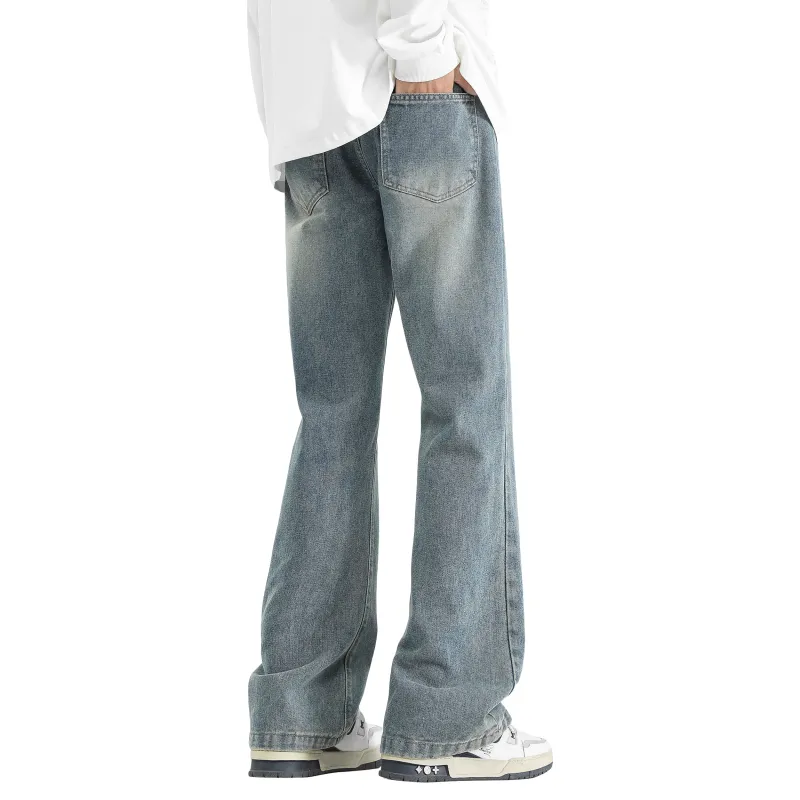 TUCANO Versatile Loose Fit Height Increasing Slimming Trendy Draped Washed Jeans Unisex-7