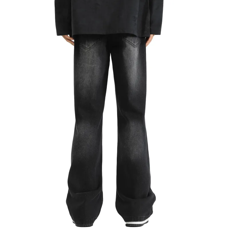 TUCANO Versatile Loose Fit Height Increasing Slimming Trendy Draped Washed Jeans Unisex-2