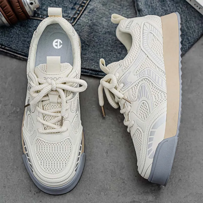 ENRICO COVERI Skateboard Shoes Men Low Top Beige/Black-2