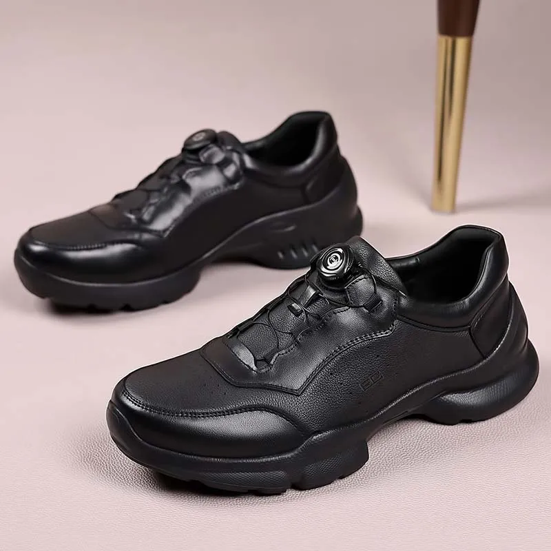 ENRICO COVERI Cushioning Anti Slip Wear Resistant Breathable Balance Height Increasing Low Top Casual Shoes Men's Black-2