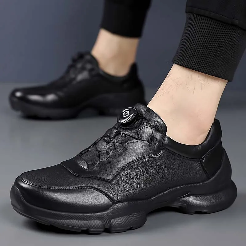 ENRICO COVERI Cushioning Anti Slip Wear Resistant Breathable Balance Height Increasing Low Top Casual Shoes Men's Black-3