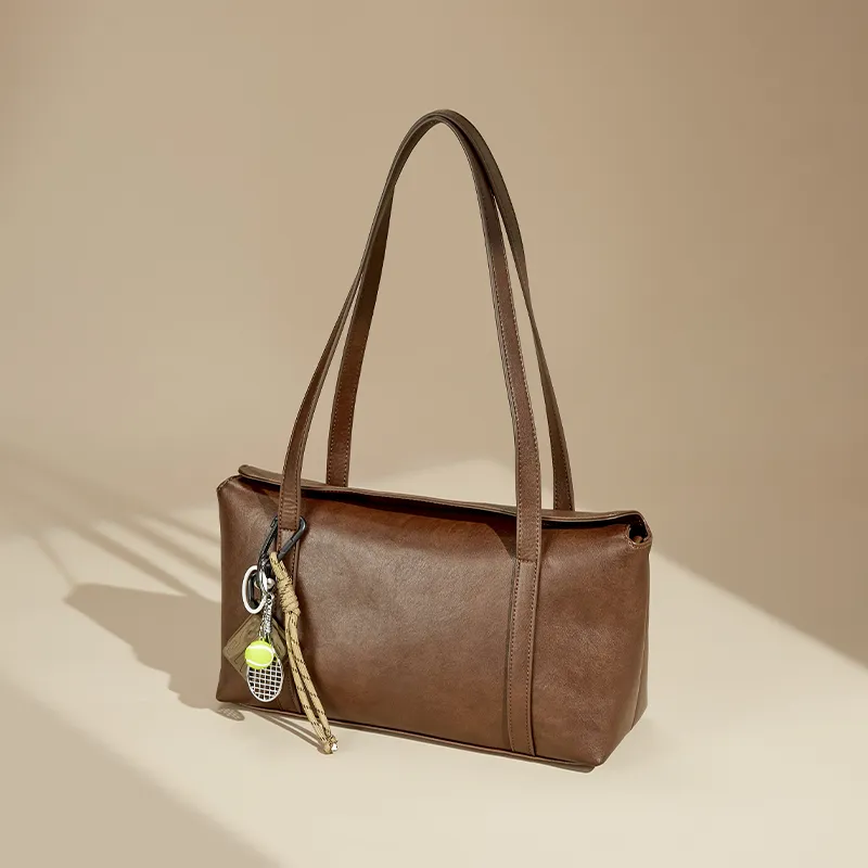 JOSINY PU With Cow Split Leather Shoulder Bag Tubas Women's Brown/Black-2