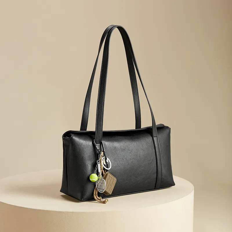JOSINY PU With Cow Split Leather Shoulder Bag Tubas Women's Brown/Black-4