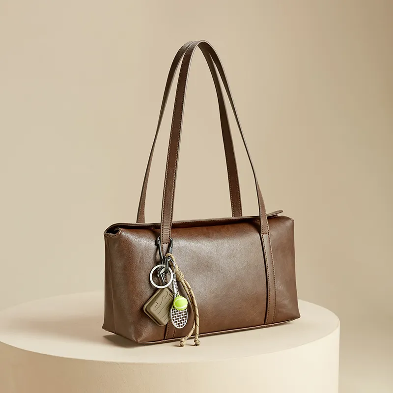 JOSINY PU With Cow Split Leather Shoulder Bag Tubas Women's Brown/Black-1