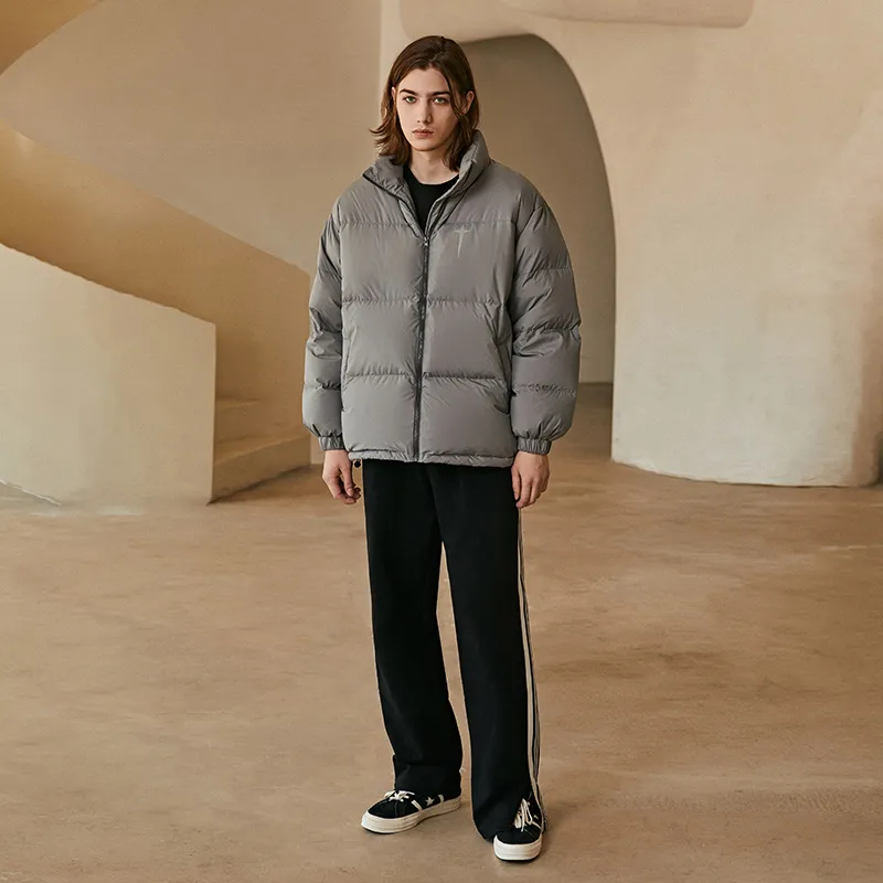 BTW Stand Collar Without Hood Loose Fit Down Jacket Unisex-13