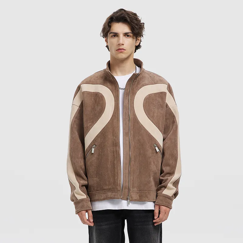 BTW Suede Patchwork Unisex Jacket-2