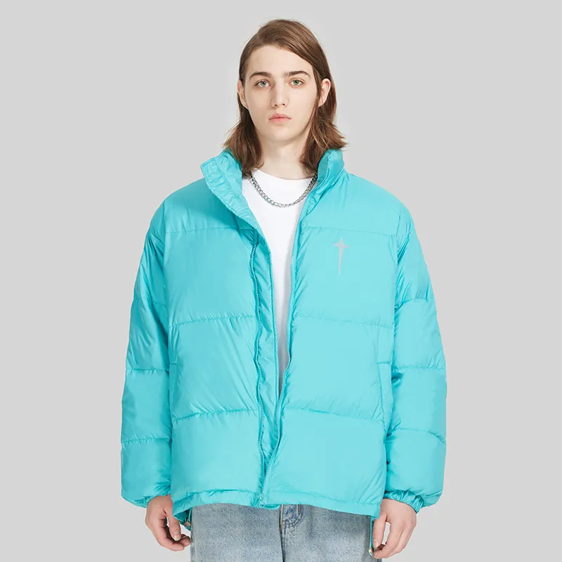 BTW Stand Collar Without Hood Loose Fit Down Jacket Unisex-19