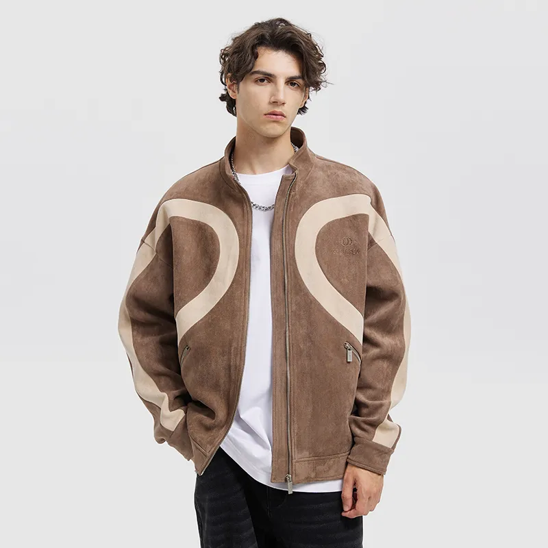 BTW Suede Patchwork Unisex Jacket-4