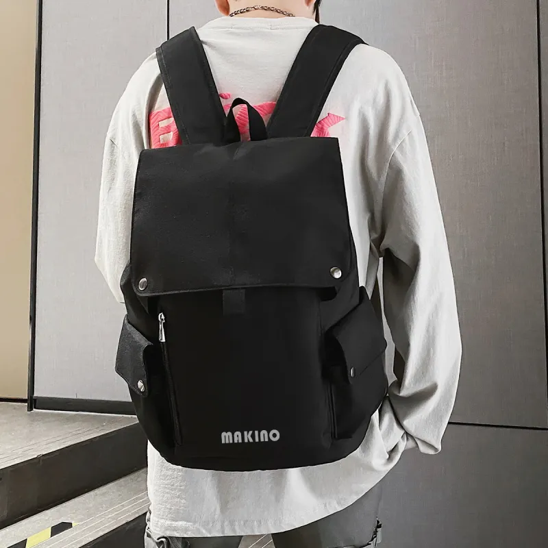 MAKINO Fabric Backpack Unisex Black/Gray/Coffee-5