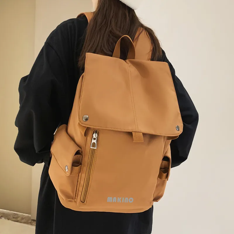 MAKINO Fabric Backpack Unisex Black/Gray/Coffee-16