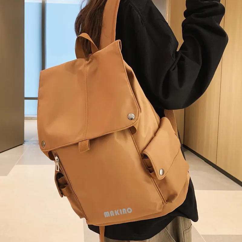 MAKINO Fabric Backpack Unisex Black/Gray/Coffee-15