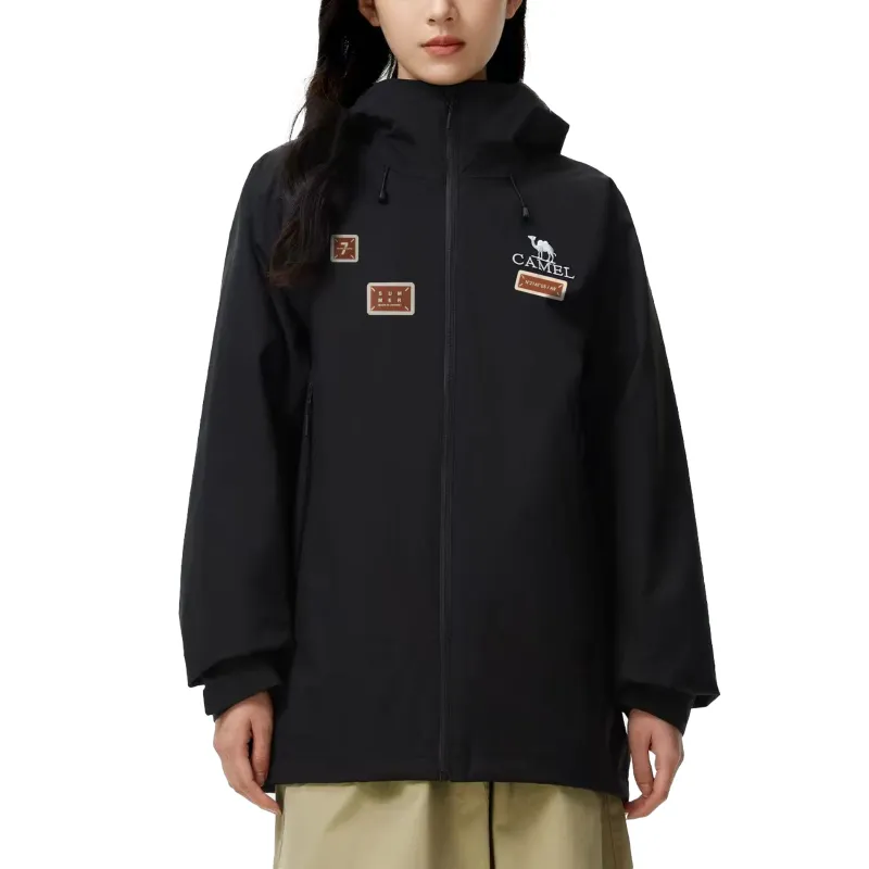 CAMEL All weather Waterproof And Windproof To Keep Warm Windbreaker Jacket Unisex Black-3