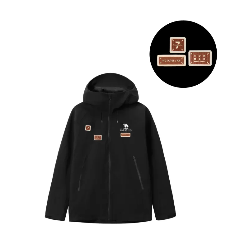 CAMEL All weather Waterproof And Windproof To Keep Warm Windbreaker Jacket Unisex Black-2