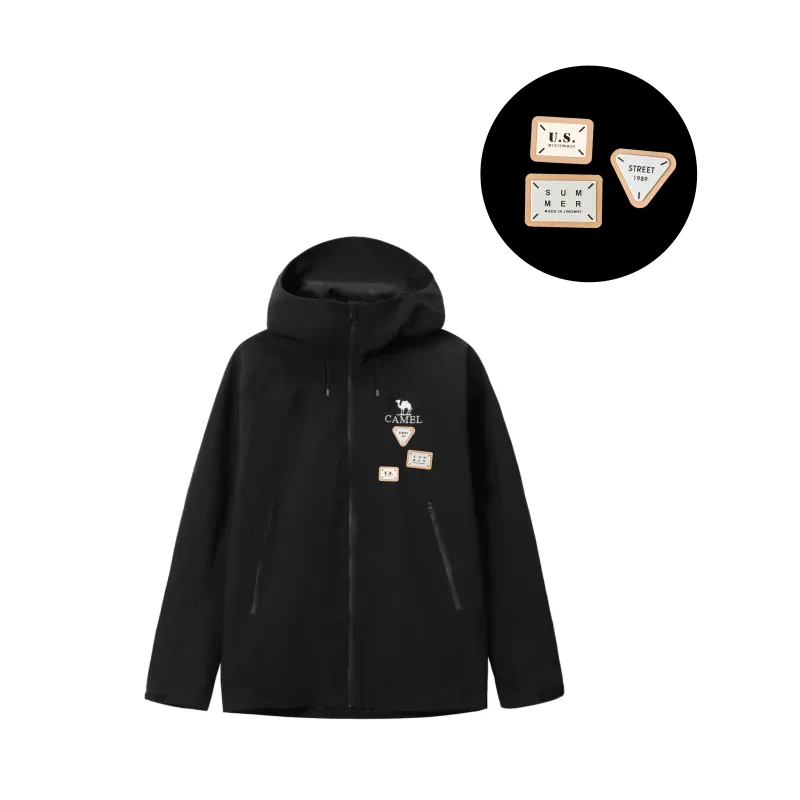 CAMEL All weather Waterproof And Windproof To Keep Warm Windbreaker Jacket Unisex Black-2